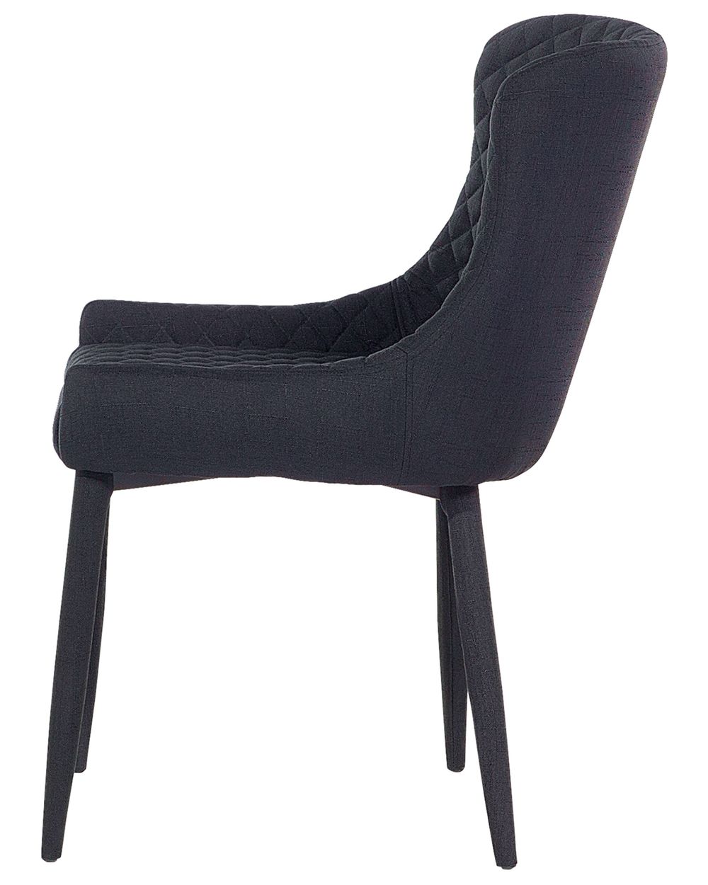Set of 2 Fabric Dining Chairs Black SOLANO Beliani.co.uk