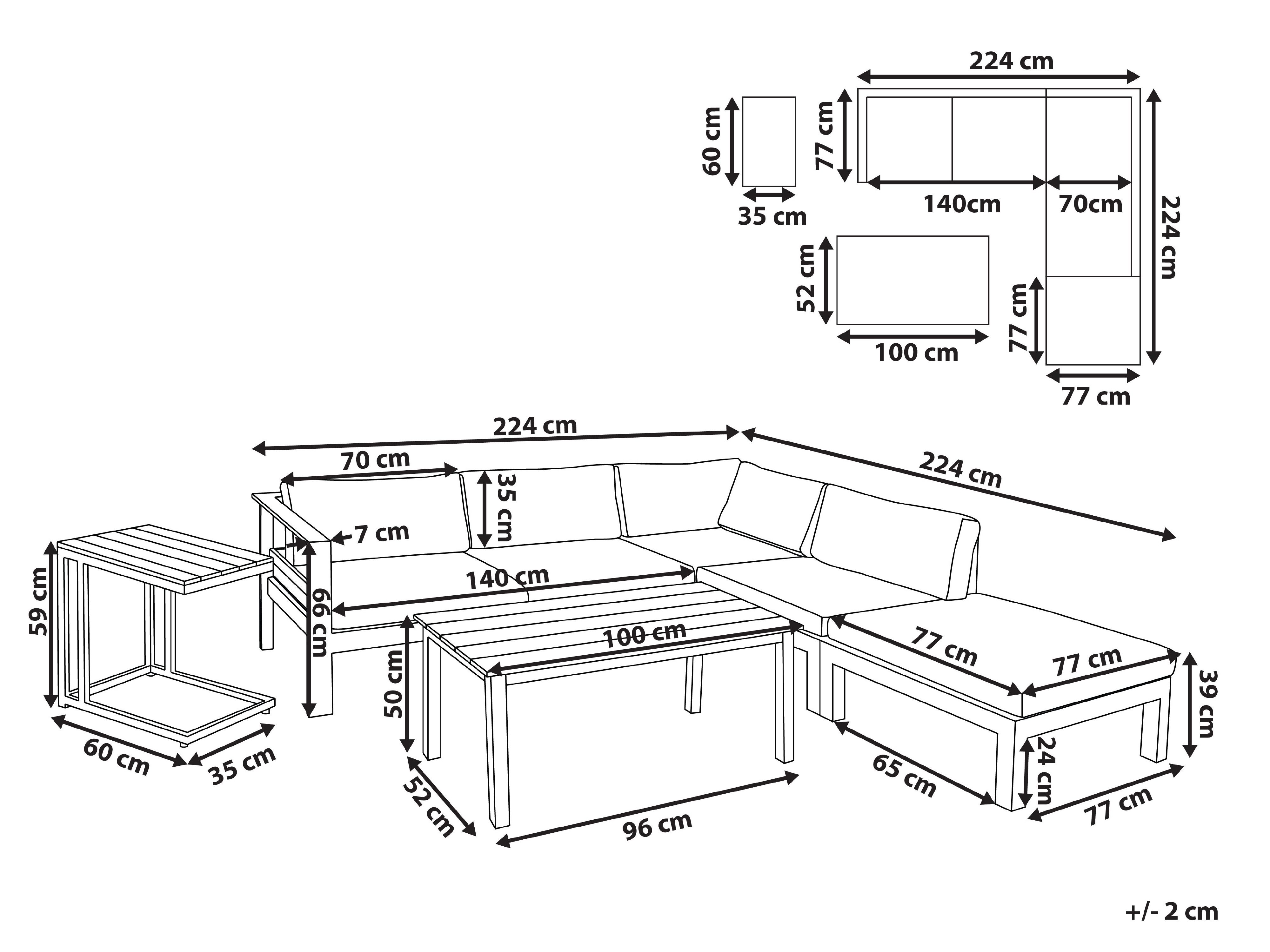 5 Seater Aluminium Garden Corner Sofa Set Grey MESSINA Beliani.co.uk