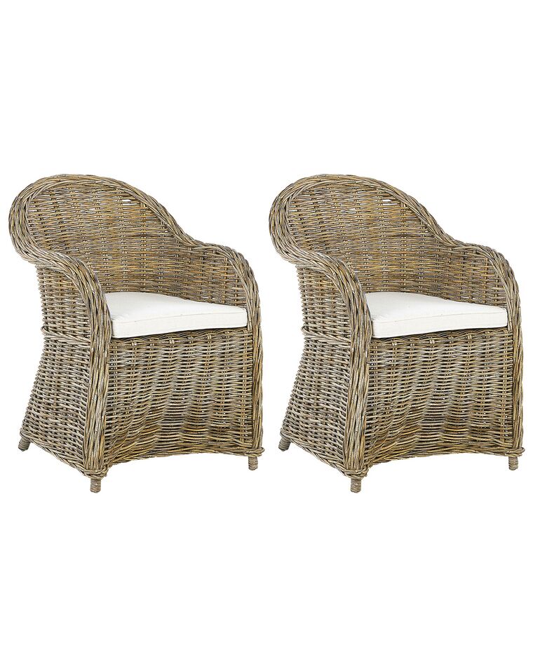 Conjunto de 2 cadeiras de jardim em rattan cor natural SUSUA_824174