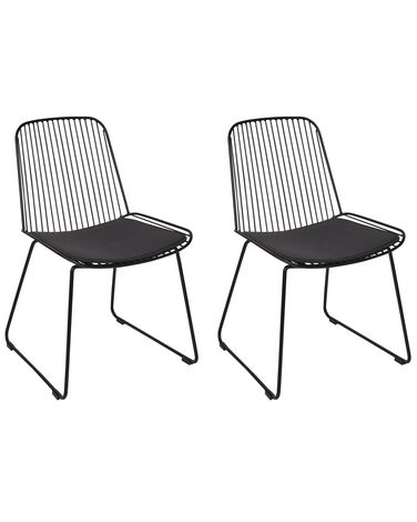 Metallstuhl schwarz mit Kunstleder-Sitz 2er Set PENSACOLA