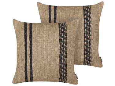 Set of 2 Jute Cushions 45 x 45 cm Beige DESALIX
