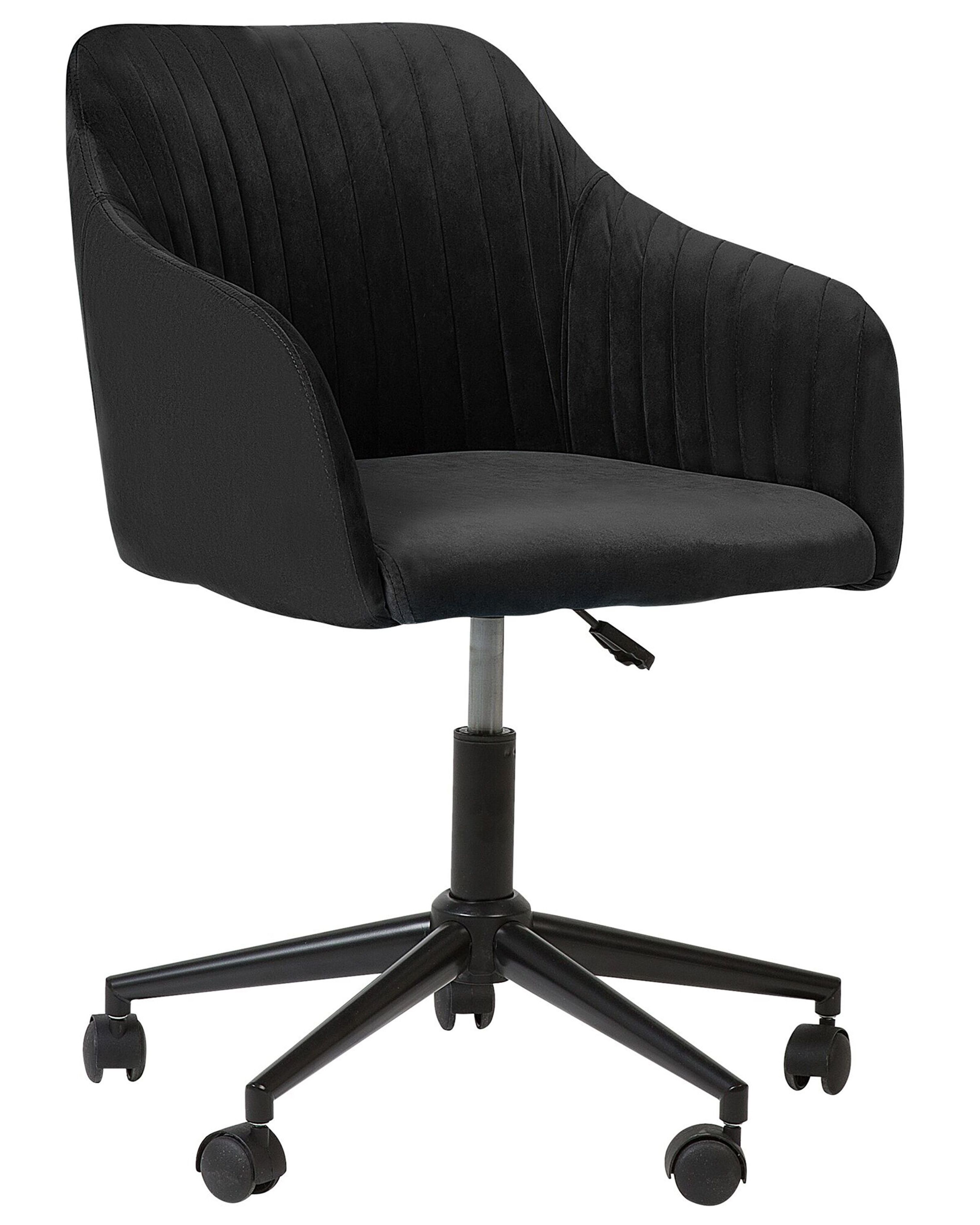 Velvet Desk Chair Black VENICE Beliani.co.uk