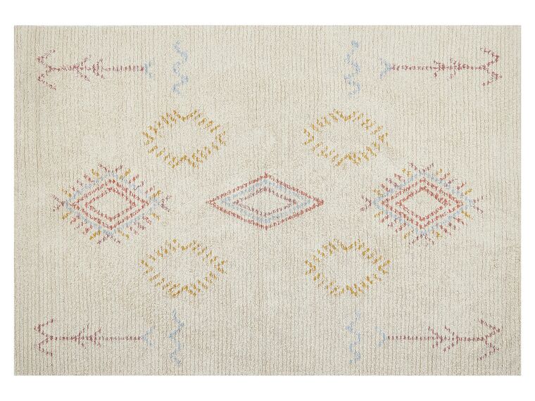 Teppich Baumwolle beige 140 x 200 cm geometrisches Muster Kurzflor BETTIAH_839199