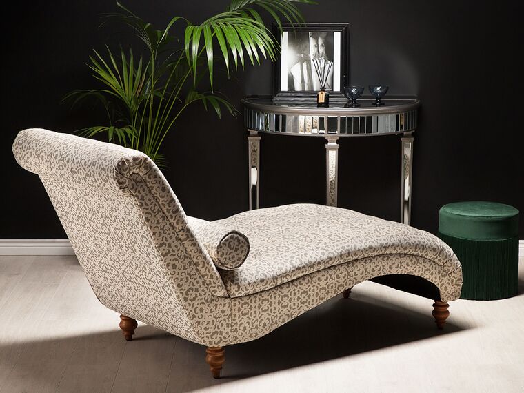 Fabric Chaise Lounge Beige and Grey MURET Beliani.co.uk