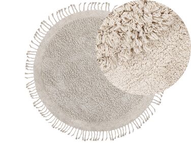 Round Cotton Shaggy Area Rug ⌀ 140 cm Light Beige BITLIS