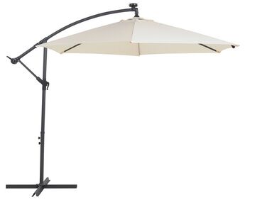 Cantilever Garden Parasol with LED Lights ⌀ 2.85 m Beige CORVAL
