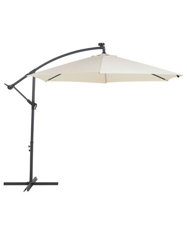 Riippuva aurinkovarjo LED-valoilla beige ⌀ 285 cm CORVAL