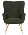 Boucle Wingback Chair with Footstool Dark Green VEJLE II_901577