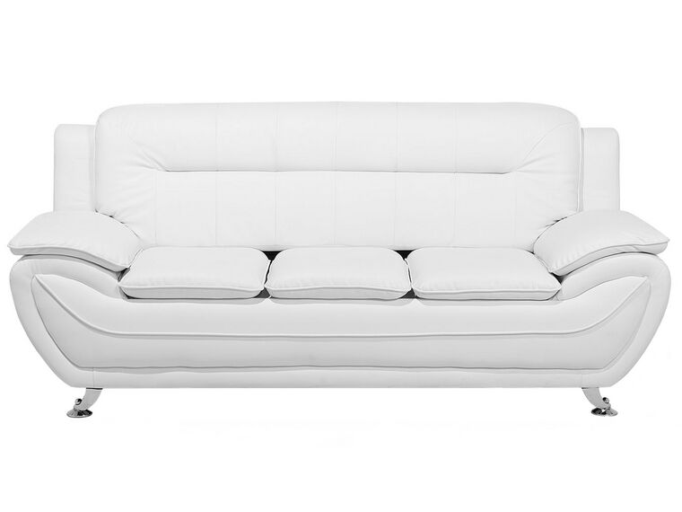 3-istuttava sohva keinonahkainen valkoinen LEIRA_711164