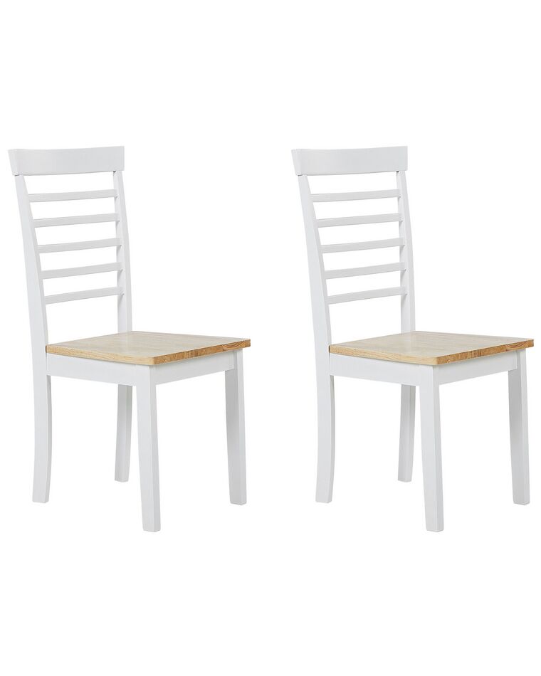 Set of 2 Wooden Dining Chairs Light Wood and White BATTERSBY_785907