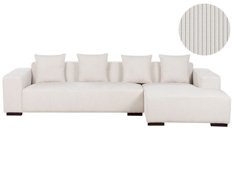 Left Hand Jumbo Cord Corner Sofa Off-White LUNGO_898322