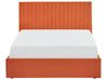 Łóżko z pojemnikiem welurowe 140 x 200 cm pomarańczowe VION_826775