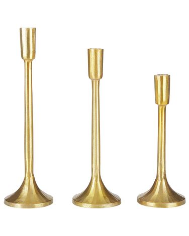 Conjunto de 3 candeleros de metal dorado ZIMBABWE