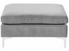 Canapé modulable 3 places en velours gris avec pouf ottoman EVJA_789370