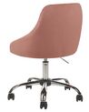 Krzesło biurowe regulowane welurowe różowe PARRISH_867724