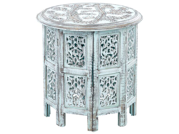 Boční stolek z mangového dřeva modrý BORAI_852173