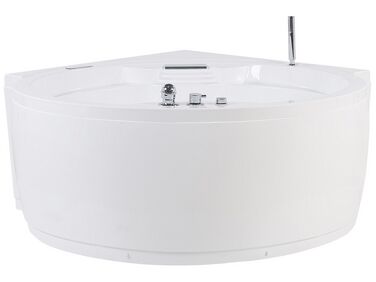 Baignoire d'angle blanche 182 x 150 cm avec LED et haut parleur Bluetooth MILANO