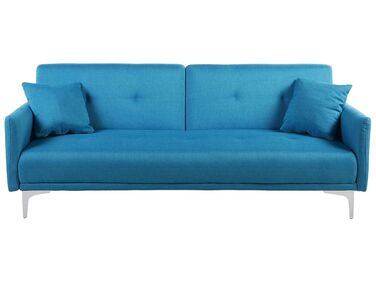 Sofá-cama de 3 lugares em tecido azul marinho LUCAN