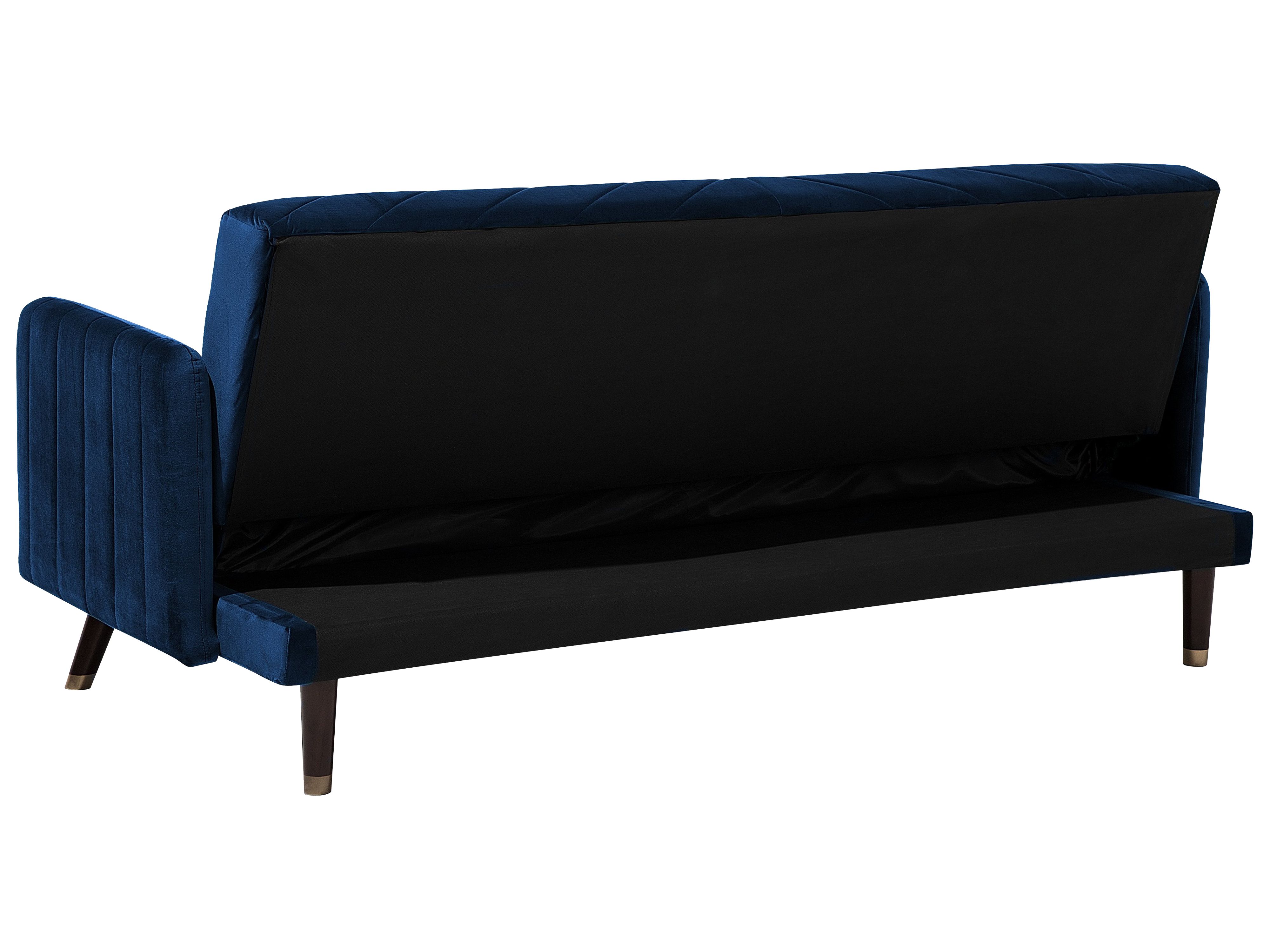 Sofa rozkładana welurowa niebieska SENJA