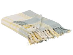 Huopa puuvilla 125 x 150 cm keltainen/vihreä BETALI Huopa puuvilla 125 x 150 cm keltainen/vihreä BETALI