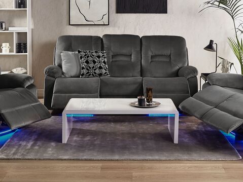 3 Seater Velvet LED Electric Recliner Sofa with USB Port Grey ...