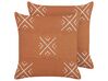 Set of 2 Cotton Cushions Geometric Pattern 45 x 45 cm Orange and White VITIS_838781