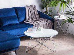 Sohvapöytä lasitasolla metalli valkoinen/hopea MERIDIAN II Sohvapöytä lasitasolla metalli valkoinen/hopea MERIDIAN II