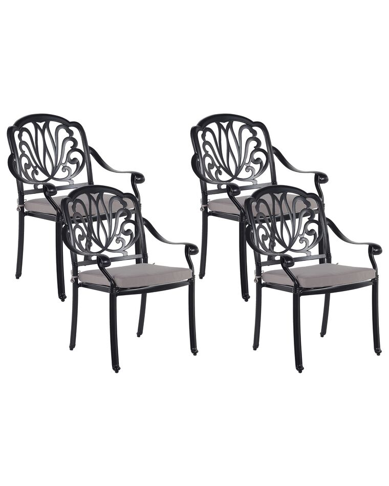 Conjunto de 4 cadeiras de jardim em alumínio preto ANCONA_806901