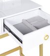 Toaletka 4 szuflady lustro LED ze stołkiem biało-złota AUXON_844816