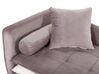 Left Hand Velvet Chaise Lounge Brown with White GONESSE_787798