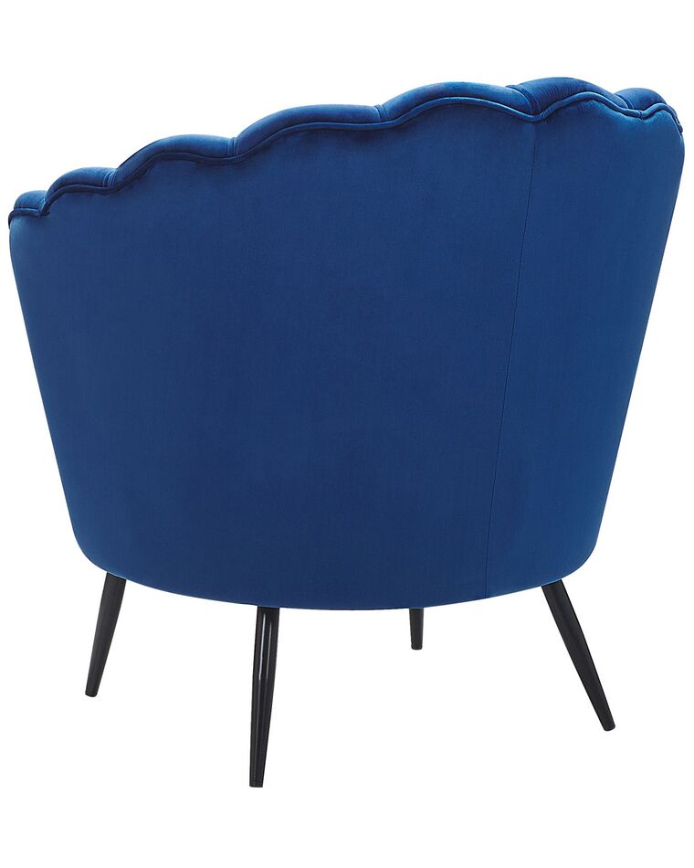 Velvet Armchair Navy Blue LOVIKKA Beliani.co.uk