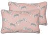 Conjunto de 2 cojines de algodón rosa motivo guepardos 30 x 50 cm ARALES_893095