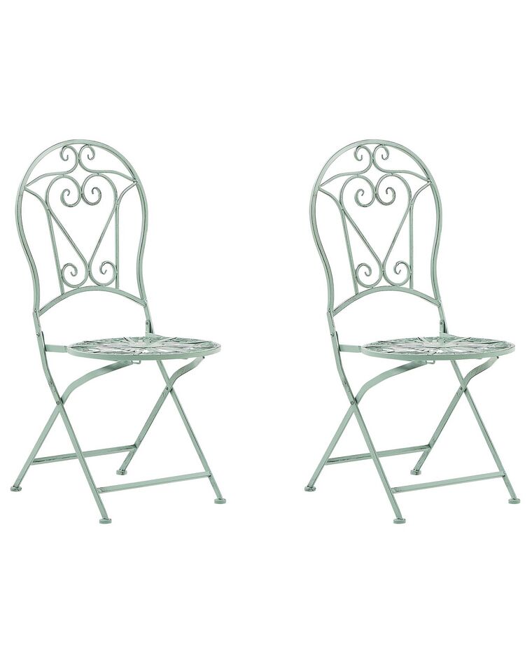 Set of 2 Metal Garden Folding Chairs Green TRENTO_780727