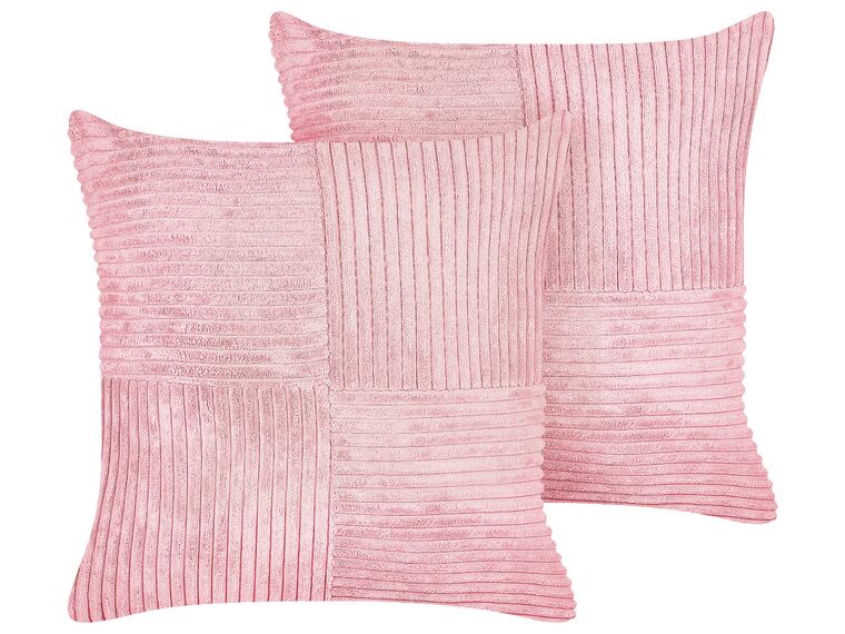 Conjunto de 2 cojines de pana rosa 43 x 43 cm MILLET_854639
