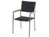 Table de jardin plateau bois eucalyptus 180 cm et 6 chaises rotin noires GROSSETO_768488