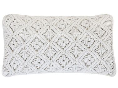 Bawełniana poduszka dekoracyjna makrama 30 x 50 cm biała ALATEPE