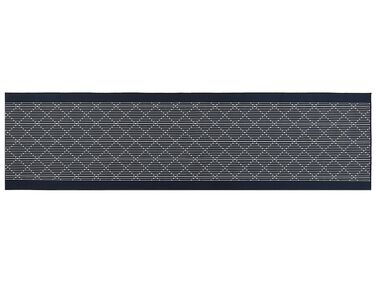 Teppich marineblau 80 x 300 cm geometrisches Muster Kurzflor CHARVAD
