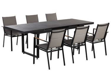 Zestaw ogrodowy stół rozkładany i 6 krzeseł Czarny VALCANETTO/BUSSETO
