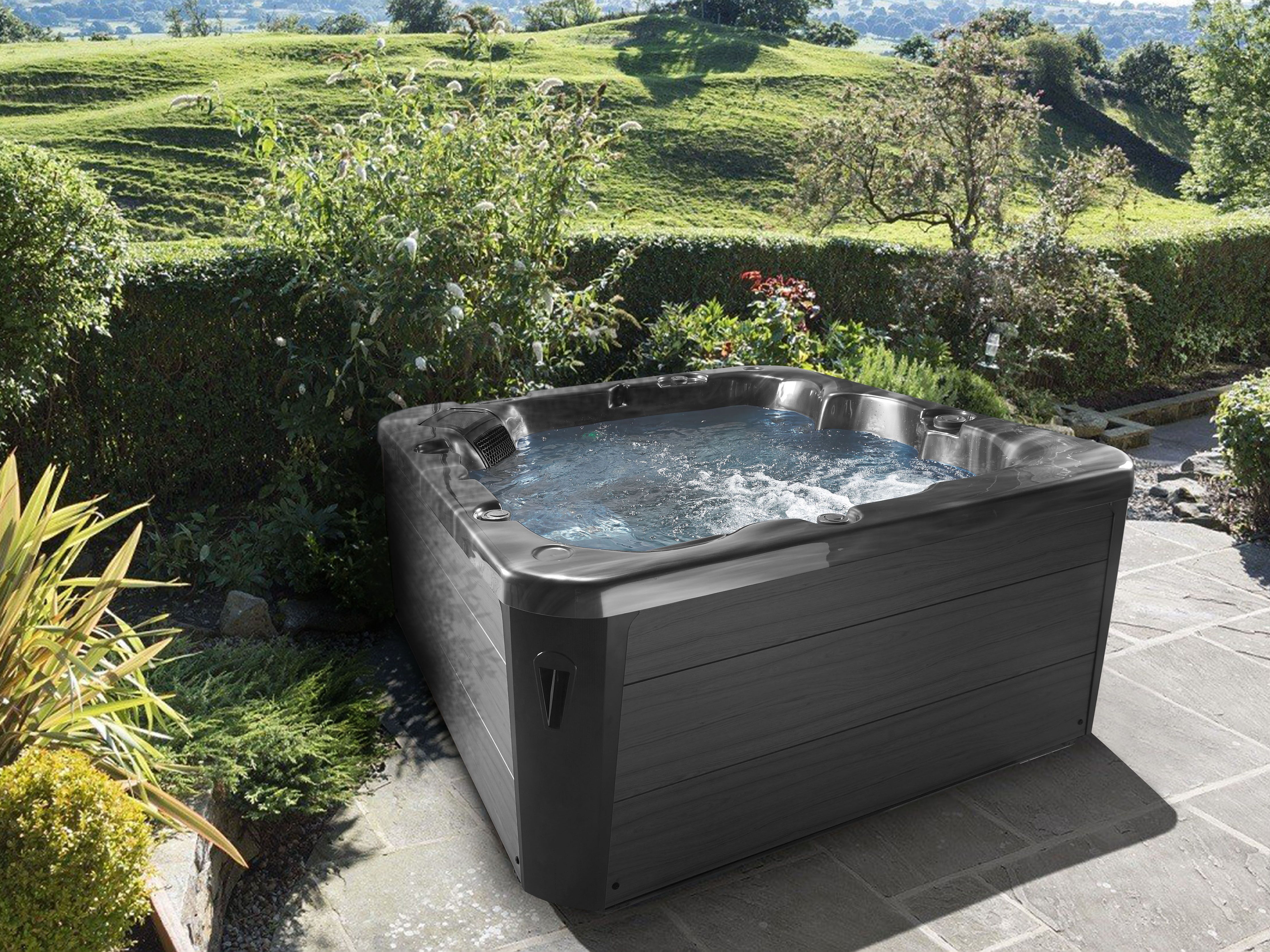 Square Hot Tub With Led Silver And Grey Sombrero Beliani Pl