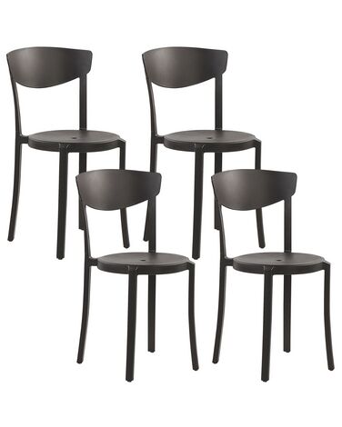Sada 4 jídelních židlí plastových černých VIESTE
