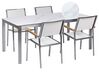 4 Seater Garden Dining Set Marble Effect Glass Top with White Chairs COSOLETO/GROSSETO_881709