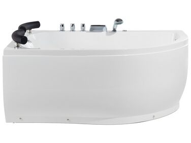 Banheira de hidromassagem de canto versão à direita em acrílico branco com LED 160 x 113 cm PARADISO
