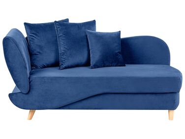 Left Hand Velvet Chaise Lounge with Storage Blue MERI II