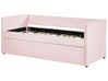 Tagesbett ausziehbar Samtstoff rosa Lattenrost 90 x 200 cm TROYES_837091