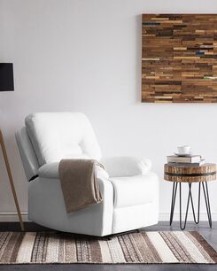 Säädettävä keinonahkainen lepotuoli valkoinen BERGEN Säädettävä keinonahkainen lepotuoli valkoinen BERGEN