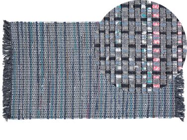 Teppich Baumwolle grau 80 x 150 cm Kurzflor BESNI