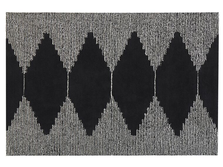 Teppich Baumwolle 160 x 230 cm schwarz / weiß geometrisches Muster Kurzflor BATHINDA_817033