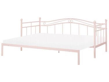 Kovová postel 90 x 200 cm pastelově růžová TULLE