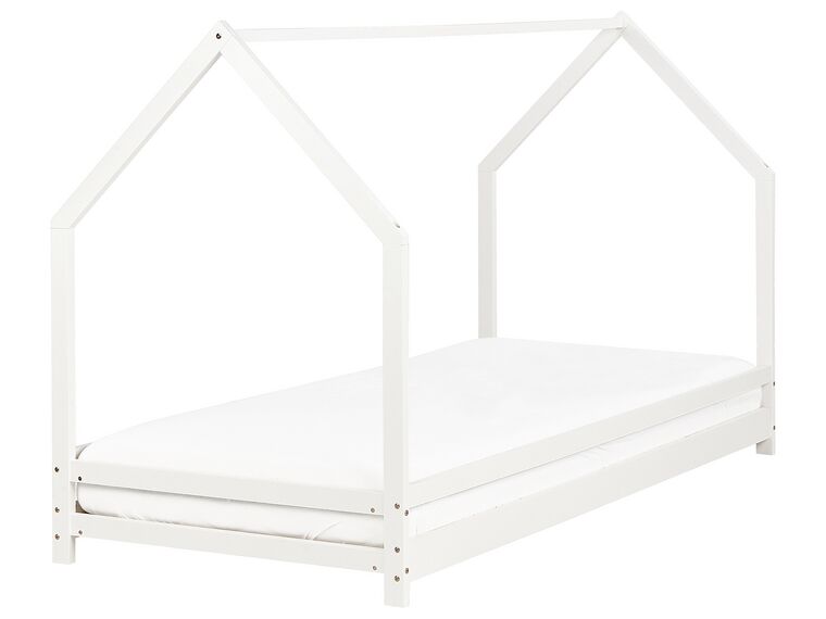 Wooden Kids House Bed EU Single Size White APPY_911204