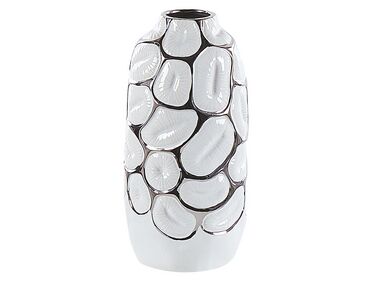 Dekoratívna kameninová váza 28 cm biela CENABUM